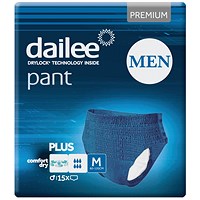 Dailee Pant Men Premium Plus Incontinence Pants, Medium, Pack of 15
