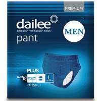 Dailee Pant Men Premium Plus Incontinence Pants, Large, Pack of 15