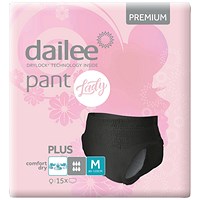 Dailee Pant Lady Plus Incontinence Pants, Medium Black, Pack of 15
