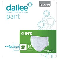 Dailee Pant Premium Super Incontinence Pants, Medium, Pack of 15