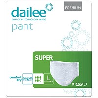 Dailee Pant Premium Super Incontinence Pants, Large, Pack of 15