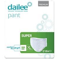 Dailee Pant Premium Super Incontinence Pants, XL, Pack of 15