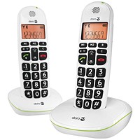 Doro DECT Cordless Telephone Big Button White Twin Pack PHONEEASY 100WD