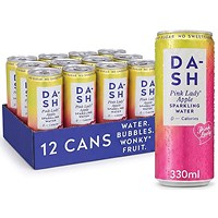 Dash Pink Lady Apple Sparkling Water, Cans, 330ml, Pack of 12