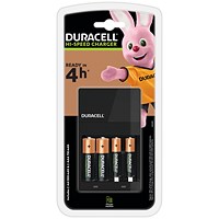 Duracell 4 Hour Batteries Charger, Comes with 2x AA and 2x AAA Batteries