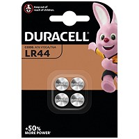 Duracell LR44 Alkaline Button Batteries (Pack of 4)