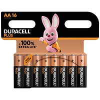 Duracell Plus AA Batteries, 100% Extra Life, Pack of 16