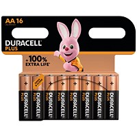 Duracell Plus AA Battery, 100% Extra Life, Pack of 16