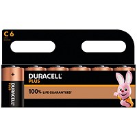 Duracell Plus C Alkaline Batteries, Pack of 6