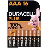 Duracell Plus AAA Battery, 100% Extra Life, Pack of 16