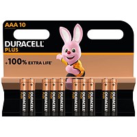 Duracell Plus AAA Battery, 100% Extra Life, Pack of 10