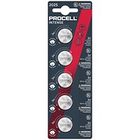 Procell Intense CR2025 Lithium Coin Battery, Pack of 5