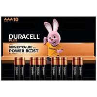 Duracell Plus AAA Battery Alkaline 100% Extra Life Power Boost, Pack of 10