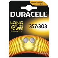 Duracell 357/303 (SR44) Silver Oxide Batteries, Pack of 2