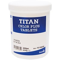 Diversey Titan Chlor Plus Chlorine Tablets, Pack of 200 Diversey Titan Chlor Plus Chlorine Tablets, Pack of 200
