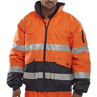 Beeswift Europa Bomber Jacket, Orange & Navy Blue, 3XL