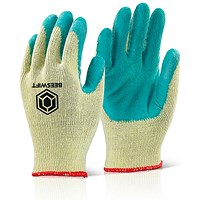 Beeswift Economy Grip Gloves, Green, Medium, Pack of 10