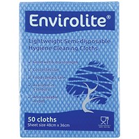 Envirolite Lightweight All Purpose Cloths, 480x360mm, Blue, Pack of 50