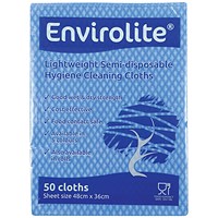 Envirolite Lightweight 480x360mm Blue All Purpose Cloths (Pack of 50) ELF500