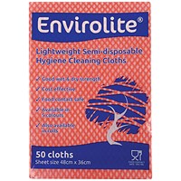 Envirolite Lightweight 480x360mm Red All Purpose Cloths (Pack of 50) ELF500