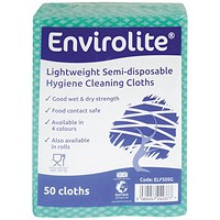 Envirolite Lightweight 480x360mm Green All Purpose Cloths (Pack of 50) ELF500