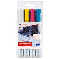 Edding 95 Glass Markers Assorted with White (Pack of 4)