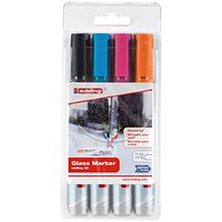 Edding 95 Glass Markers Assorted with Black (Pack of 4)