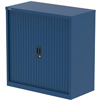 Qube 1000mm Side Tambour Cupboard Blue With Shelves