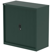 Qube 1000mm Side Tambour Cupboard British Racing Green With Shelves