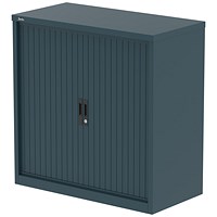 Qube 1000mm Side Tambour Cupboard Ocean Cobalt With Shelves