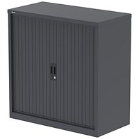 Qube 1000mm Side Tambour Cupboard Graphite Grey With Shelves