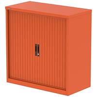 Qube 1000mm Side Tambour Cupboard Sienna Orange With Shelves