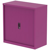 Qube 1000mm Side Tambour Cupboard Traffic Purple With Shelves