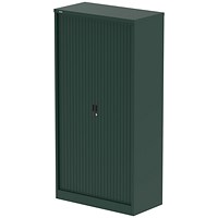 Qube 2000mm Side Tambour Cupboard British Racing Green With Shelves