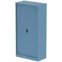 Qube 2000mm Side Tambour Cupboard Pastel Blue With Shelves
