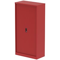 Qube 2000mm Side Tambour Cupboard Red With Shelves