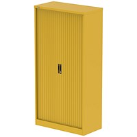 Qube 2000mm Side Tambour Cupboard Lemon Yellow With Shelves
