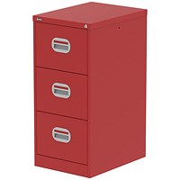 Qube 3 Drawer Filing Cabinet Red