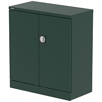 Qube 1000mm 2-Door Stationery Cupboard British Racing Green With Shelf