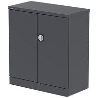 Qube 1000mm 2-Door Stationery Cupboard Graphite Grey With Shelf