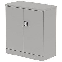 Qube 1000mm 2-Door Stationery Cupboard Goose Grey With Shelf