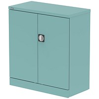 Qube 1000mm 2-Door Stationery Cupboard Pastel Turquoise With Shelf