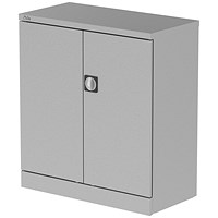 Qube 1000mm 2-Door Stationery Cupboard Silver With Shelf
