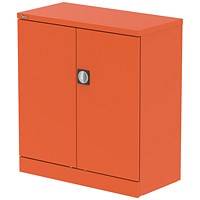 Qube 1000mm 2-Door Stationery Cupboard Sienna Orange With Shelf
