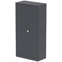 Qube 1850mm 2-Door Stationery Cupboard Graphite Grey With Shelves Qube 1850mm 2-Door Stationery Cupboard Graphite Grey With Shelves