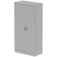 Qube 1850mm 2-Door Stationery Cupboard Goose Grey With Shelves Qube 1850mm 2-Door Stationery Cupboard Goose Grey With Shelves