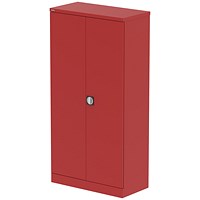 Qube 1850mm 2-Door Stationery Cupboard Red With Shelves Qube 1850mm 2-Door Stationery Cupboard Red With Shelves