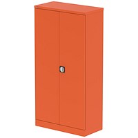 Qube 1850mm 2-Door Stationery Cupboard Sienna Orange With Shelves