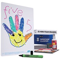 Show-me Super Tough Whiteboards, A4, Plain, Pack of 35 Show-me Super Tough Whiteboards, A4, Plain, Pack of 35