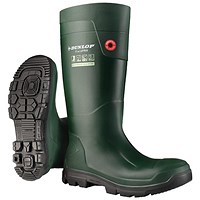 Dunlop Purofort Fieldpro Full Safety Wellington Boots, Green, 5
